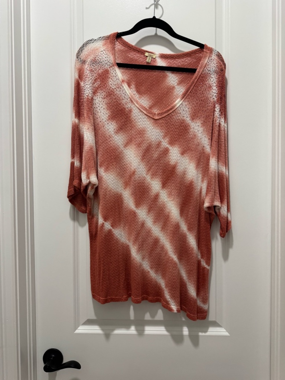 Reba Rust and Cream Tie-Dye V-Neck Tunic